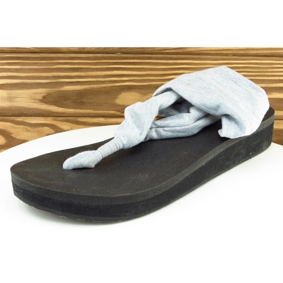Sanuk Sz 10 M Gray Slingback Fabric Women Sandals 1016351 - Picture 1 of 8